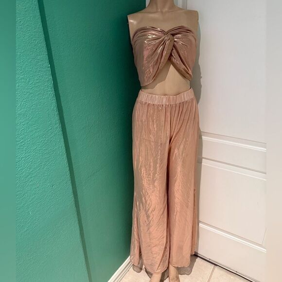 Beach Bunny Shimmering Tan Strapless Coverup - Picture 1 of 10